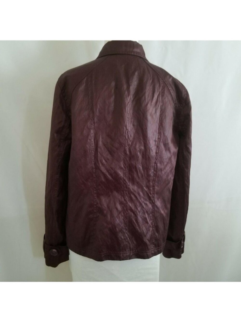 Tribal Women’s Long Sleeve Lined Burgundy Button-Up Coat Jacket Size 12 - Picture 6 of 16